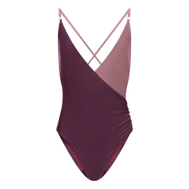 Maillot de bain 1 pièce Bicolore | Aubergine