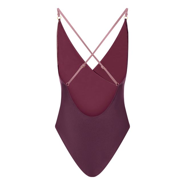 Two-Tone One Piece Swimsuit | Aubergine
