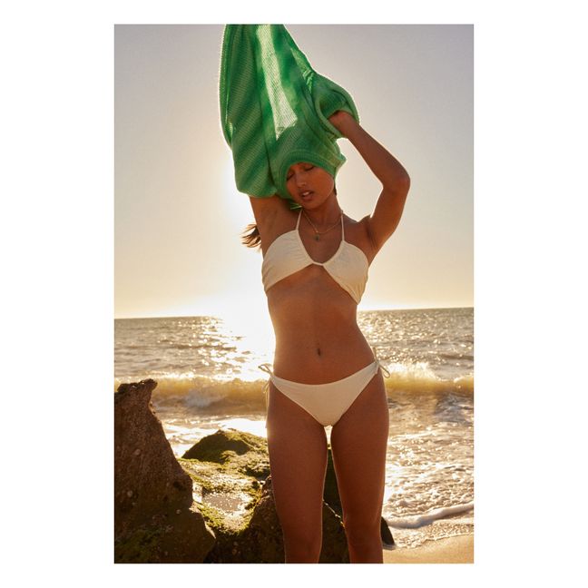 Top bikini triangolo arricciato da annodare | Bianco