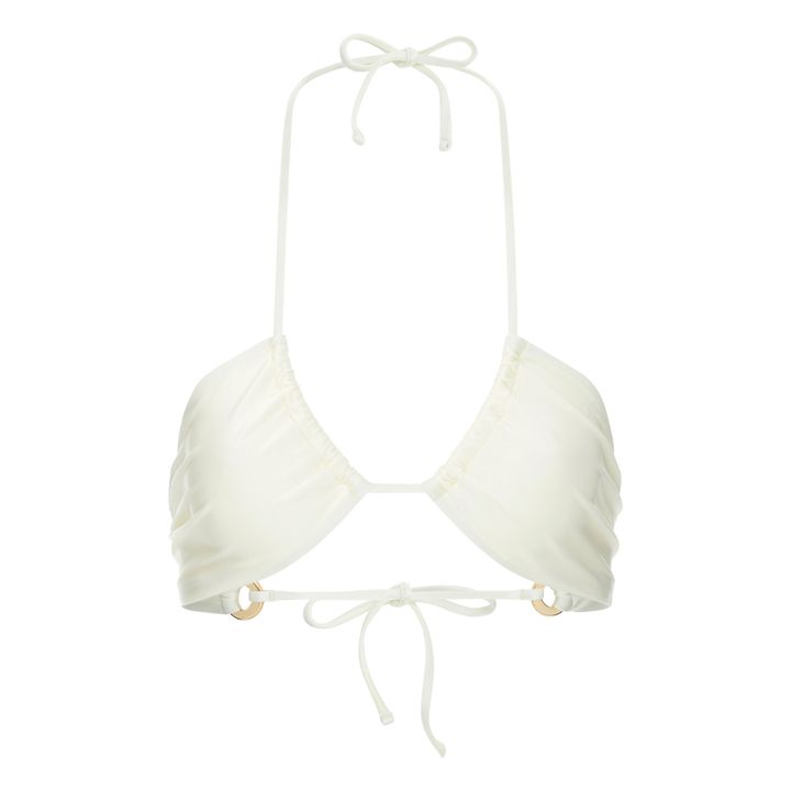 Top bikini triangolo arricciato da annodare | Bianco- Immagine del prodotto n°3