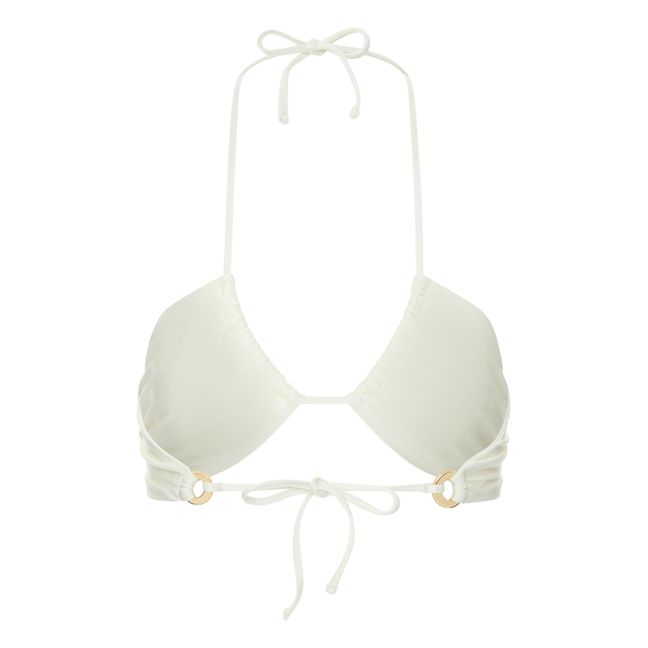 Top bikini triangolo arricciato da annodare | Bianco