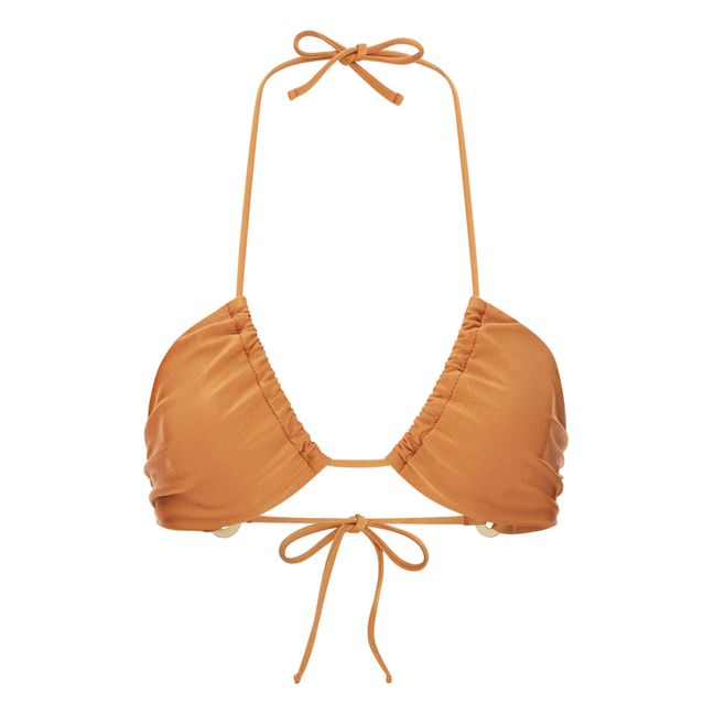 Gathered Tie-Up Triangle Swimsuit | Copper red