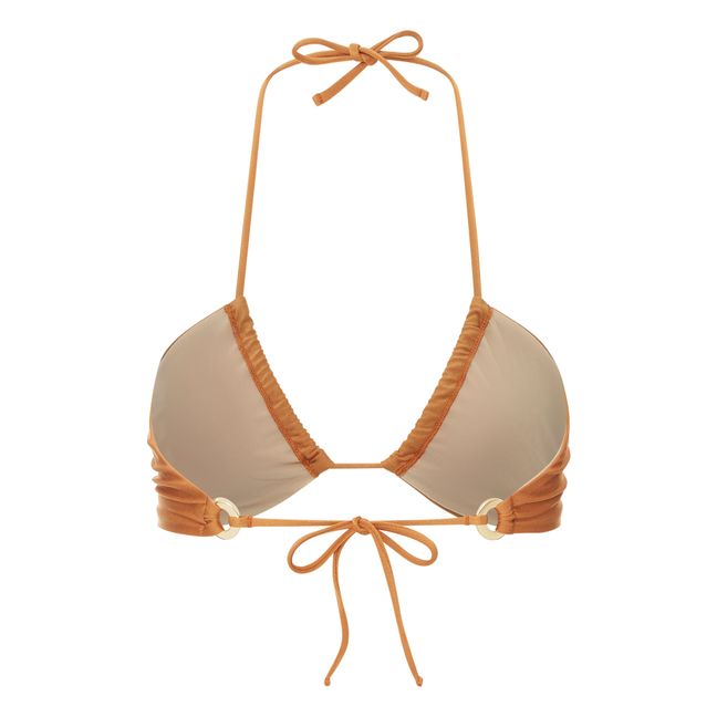 Top bikini triangolo arricciato da annodare | Rame
