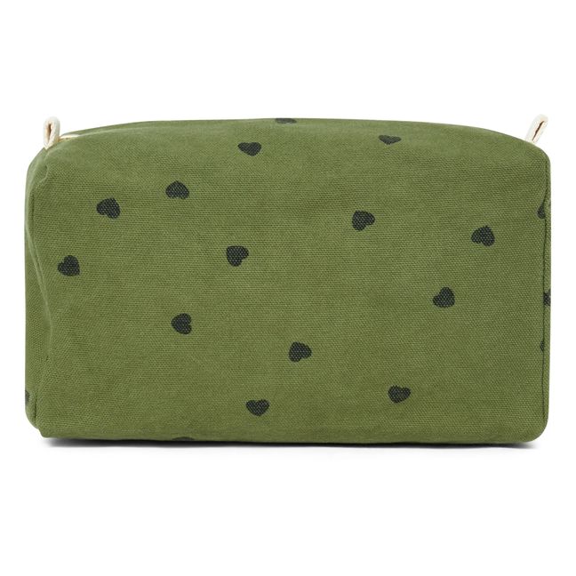 Trousse de toilette Vic Cœurs | Vert kaki