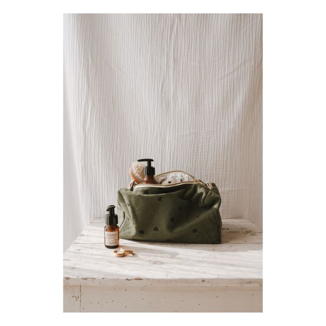 Trousse de toilette Vic Cœurs | Vert kaki