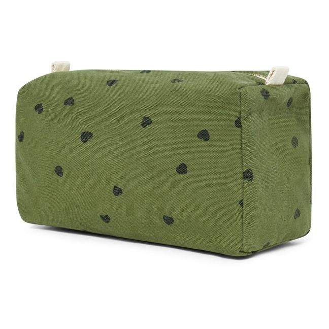 Trousse de toilette Vic Cœurs | Vert kaki