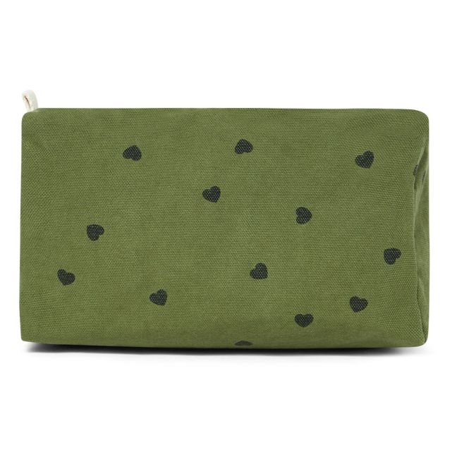Trousse de toilette Vic Cœurs | Vert kaki