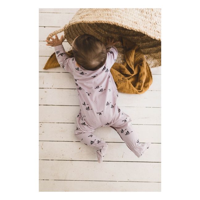 Pyjama mit Füßchen aus Jersey Amalia Gans | Lila