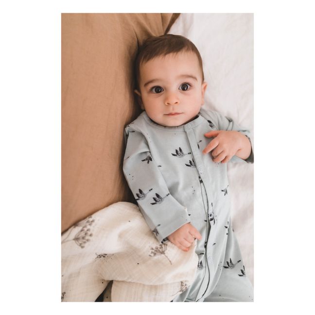 Pyjama mit Füßchen aus Jersey Amalia Gans | Hellblau