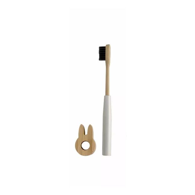 Spazzolino completo per bambini ricaricabile, con base in legno  | Bianco