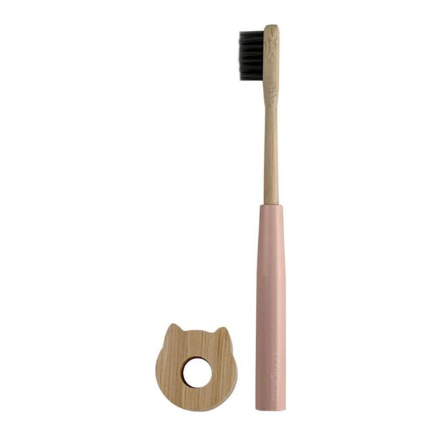 Spazzolino completo per bambini ricaricabile, con base in legno  | Rosa