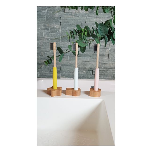 Spazzolino completo per bambini ricaricabile, con base in legno  | Rosa