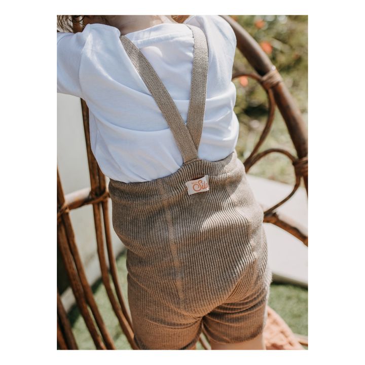 Shorts con bretelle, in cotone bio | Sabbia- Immagine del prodotto n°5