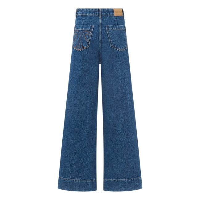 Organic Cotton Flared Jeans | Denim stonewashed
