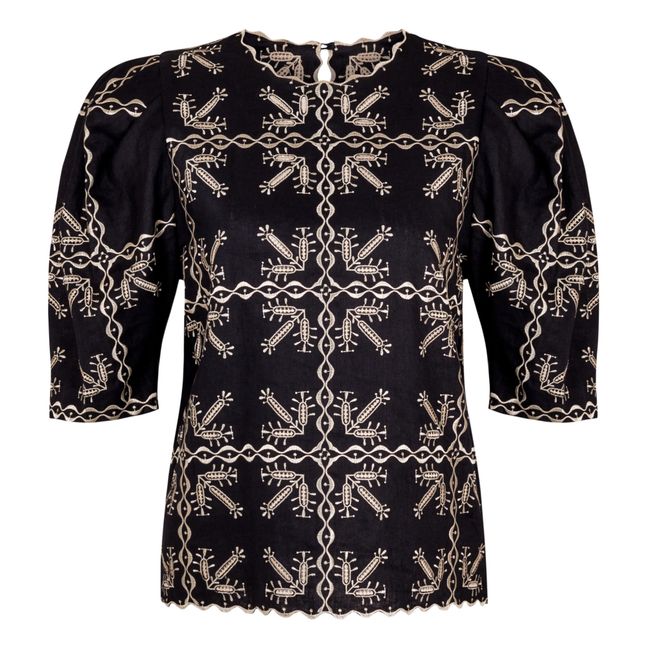 Nanette Linen Blouse | Nero