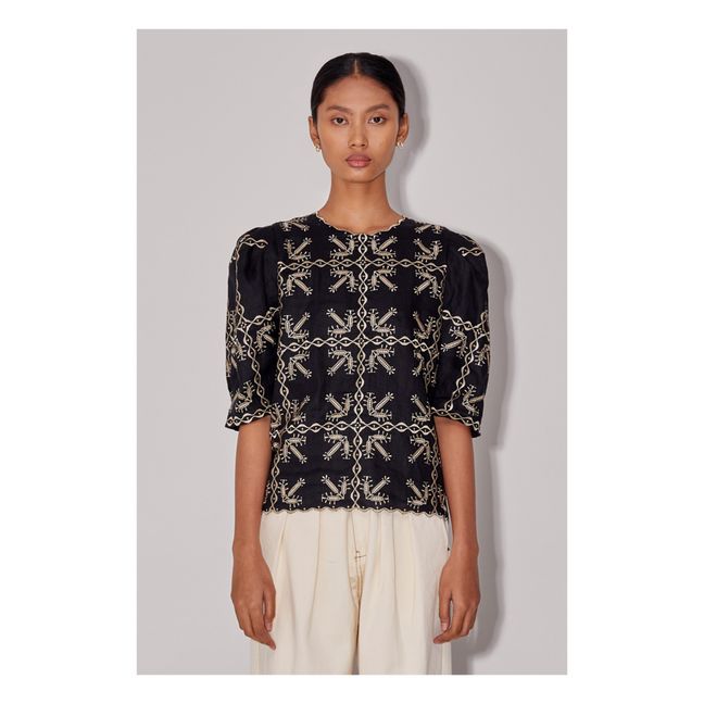 Nanette Linen Blouse | Nero