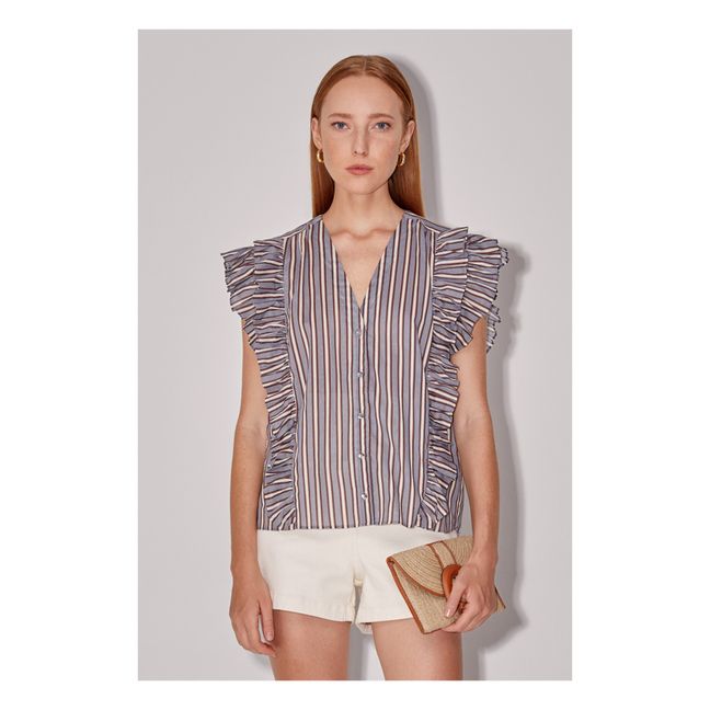Dorielle Striped Blouse | Blue