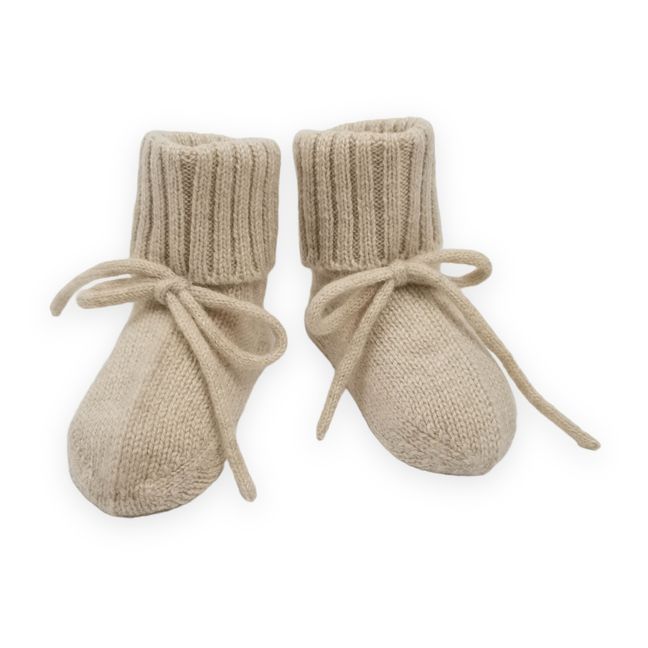 Organic Cashmere Fold Down Slippers | Ecru