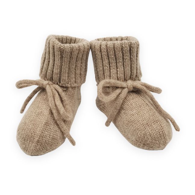 Organic Cashmere Fold Down Slippers | Camel