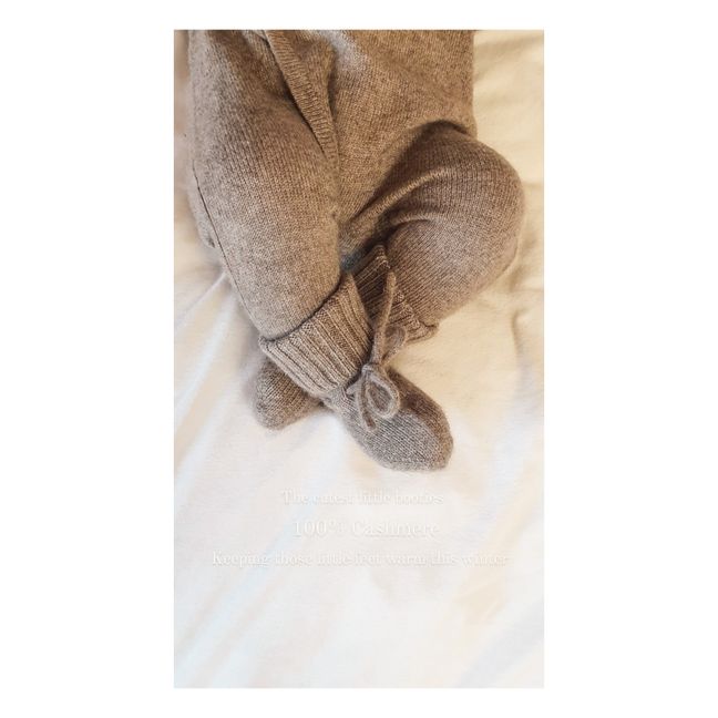 Organic Cashmere Fold Down Slippers | Camel