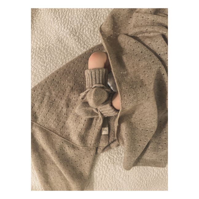 Organic Cashmere Fold Down Slippers | Camel
