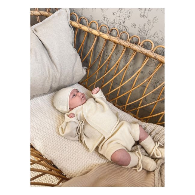 Moufles bébé en laine mérinos tricotée bio - gris clair Disana
