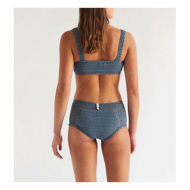 Haut de Maillot Naira Crop Crochet | Bleu gris