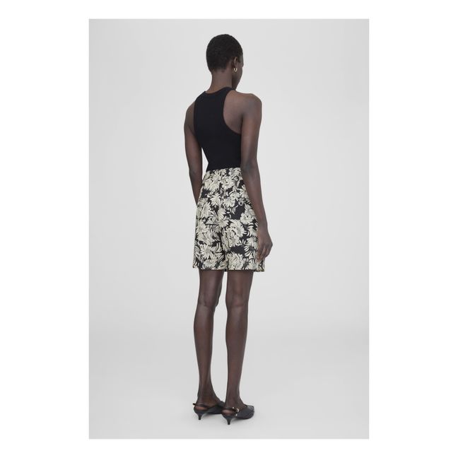 Carrie Printed Linen Shorts | Negro