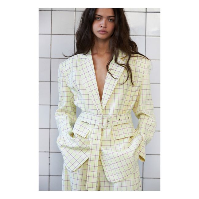 Karierte Jacke Mirella | Zitronengelb