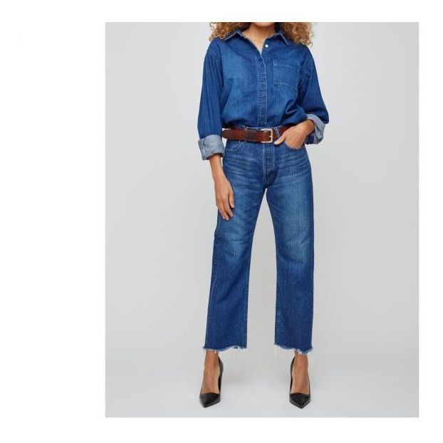 Capac Wide Straight Cropped Jeans | Azul