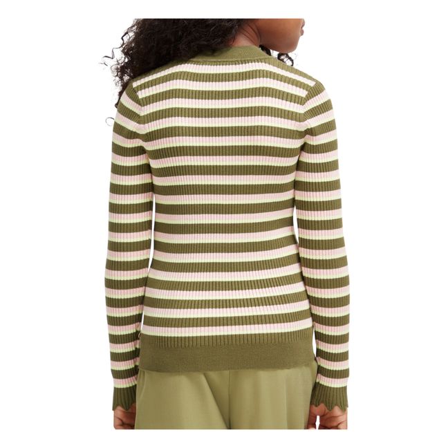 Maglione a Righe | Verde militare