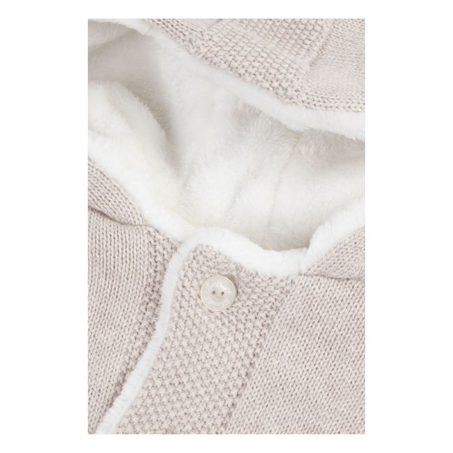 Manteau Coton, Laine et Cachemire Fourré Façon Fourrure | Heather beige