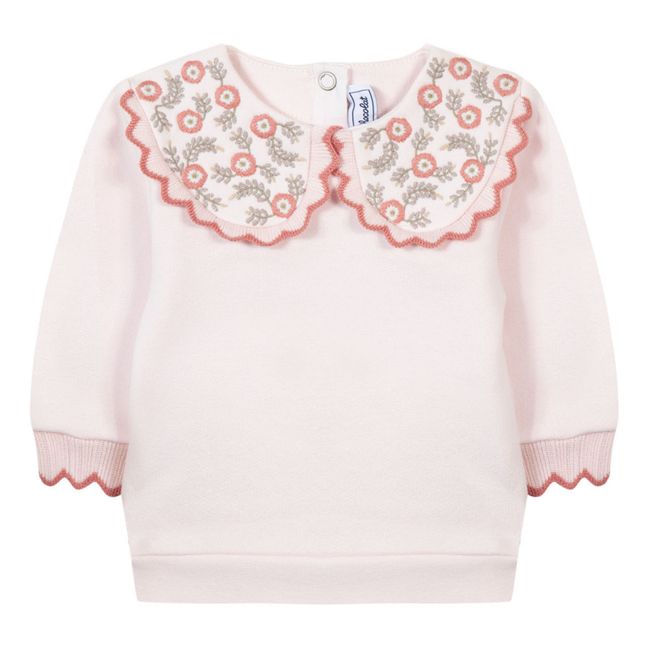 Embroidered collar sweatshirt | Pale pink