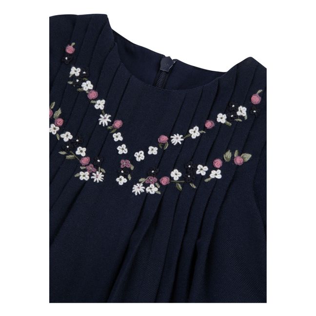 Besticktes Kleid | Navy