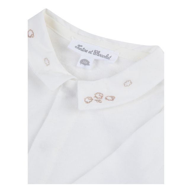 Sheep Embroidered Collar Bodysuit | Ecru