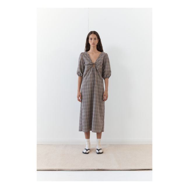 Robe Away Carreaux Lin | Gris taupe