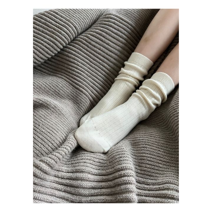 Max Socken aus Kaschmir mit Lochmuster | Cremefarben- Produktbild Nr. 1