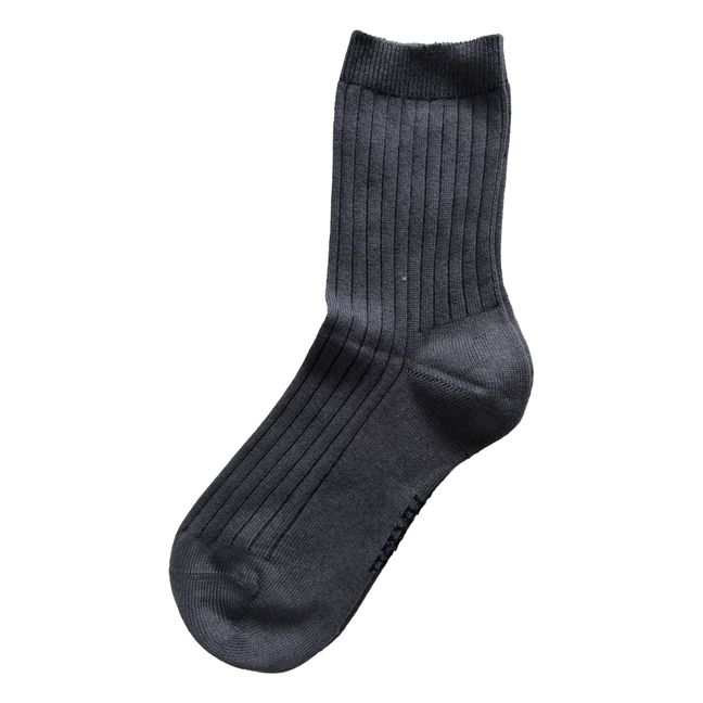 Chaussettes Cachemire Ajourées Max | Gris anthracite
