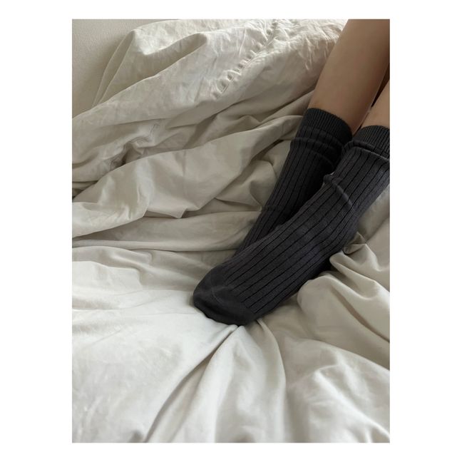 Chaussettes Cachemire Ajourées Max | Gris anthracite