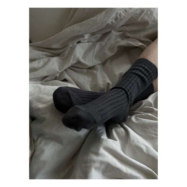 Chaussettes Cachemire Ajourées Max | Charcoal grey