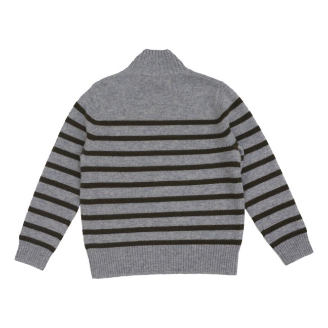 Opal Striped Cashmere Turtleneck Sweater | Grey