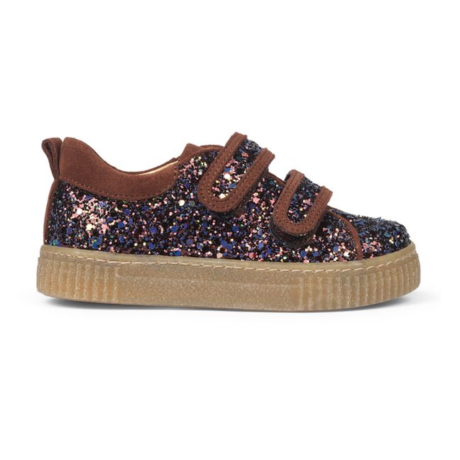 Glitter Velcro Sneakers | Burgundy