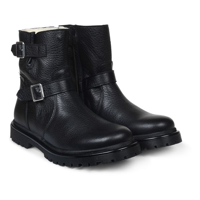 Fur-lined Zip-Up Ankle Boots | Black