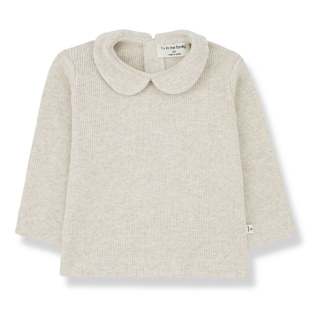 Camicetta con Colletto Claudine a Coste Angelica | Beige