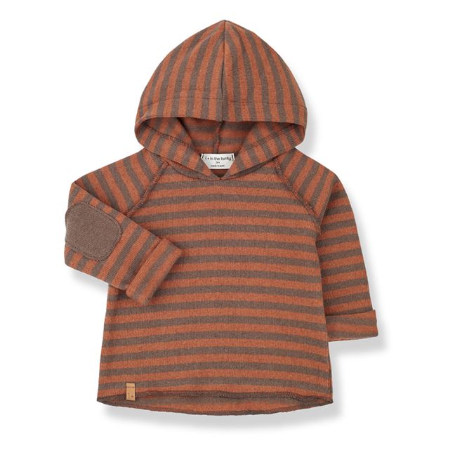 Sudadera con capucha de material reciclado a rayas Leandre | Marrón