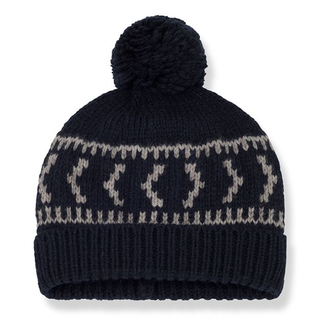 Berretto Pompon Jacquard Nadja | Blu marino