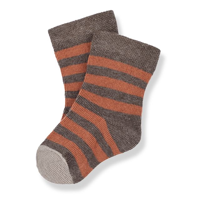 Sky Ribbed Socks | Brown