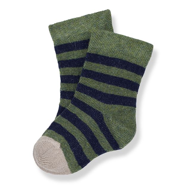 Calcetines acanalados Sky Stripe | Verde Kaki