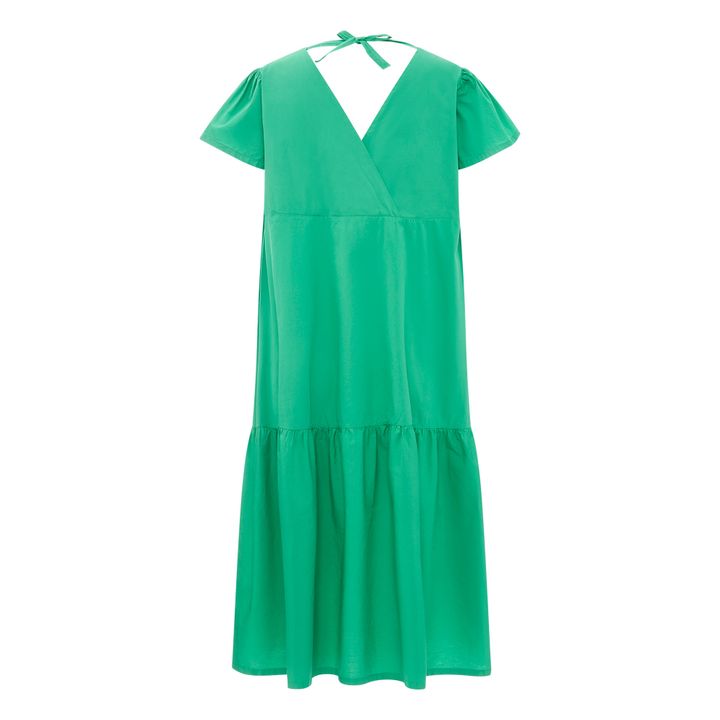 Women's Organic Poplin Ruffled Midi Dress | Verde- Immagine del prodotto n°1