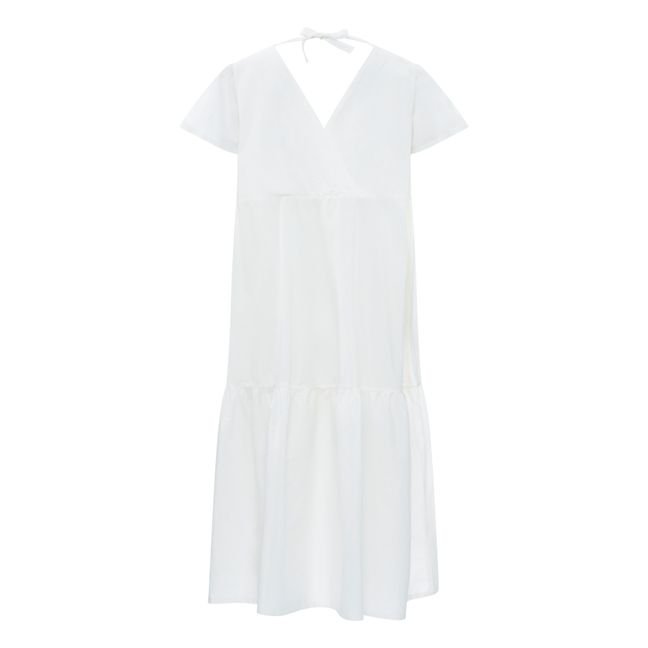 Women's Organic Poplin Ruffled Midi Dress | Blanco Roto